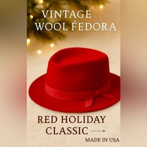 Utica‎ Duxbak Wool Felt Fedora Red Hat Made in USA 7 1/4 Vintage Outdoor